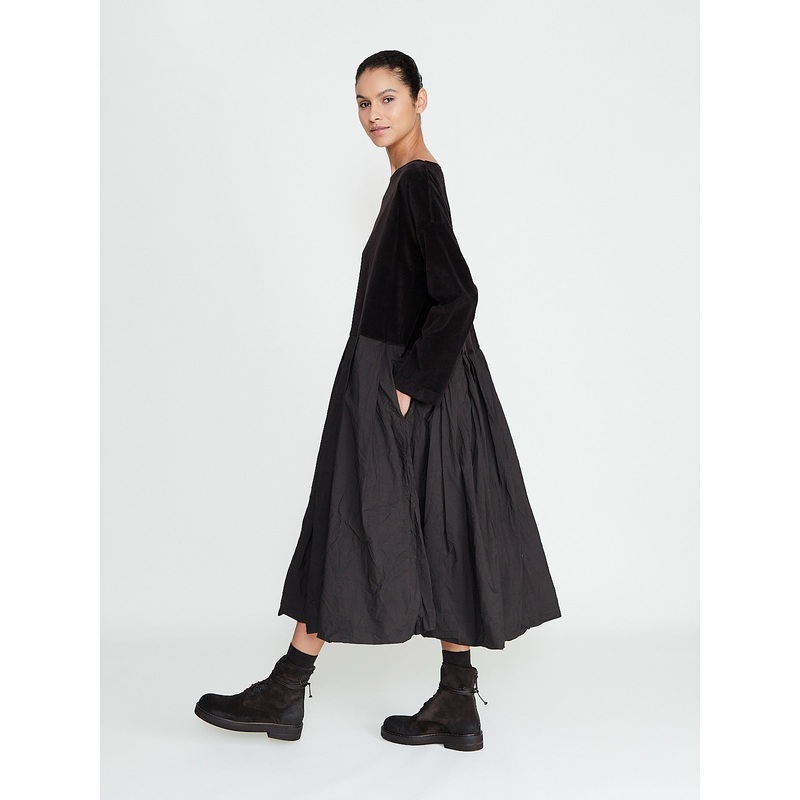 Boatneck Dress V + TC in Chocolate