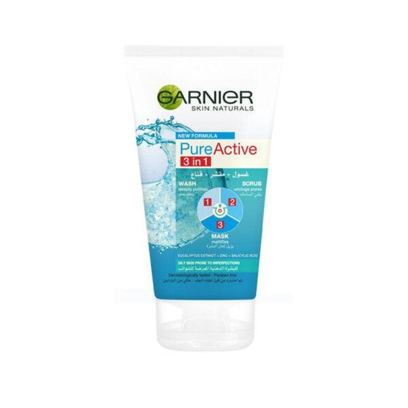 Garnier – Pure Active 3 in 1 Wash Scrub And Mask