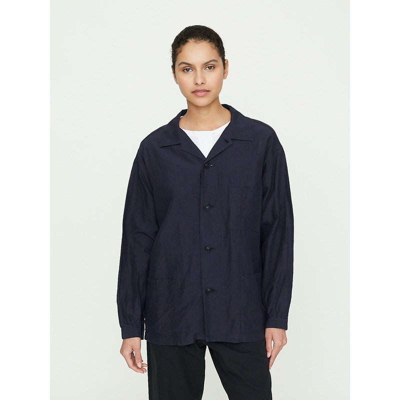 Open Collar Work Shirt in Deep Violet
