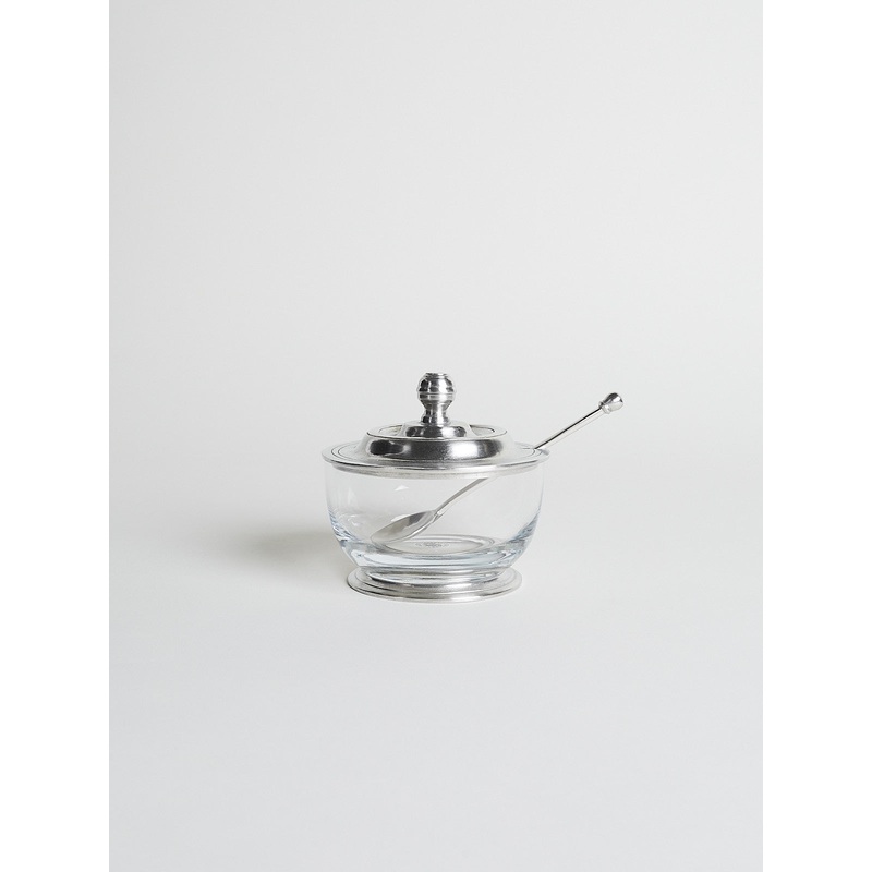 Siena Pewter & Glass Sugar/Jam Bowl with Spoon