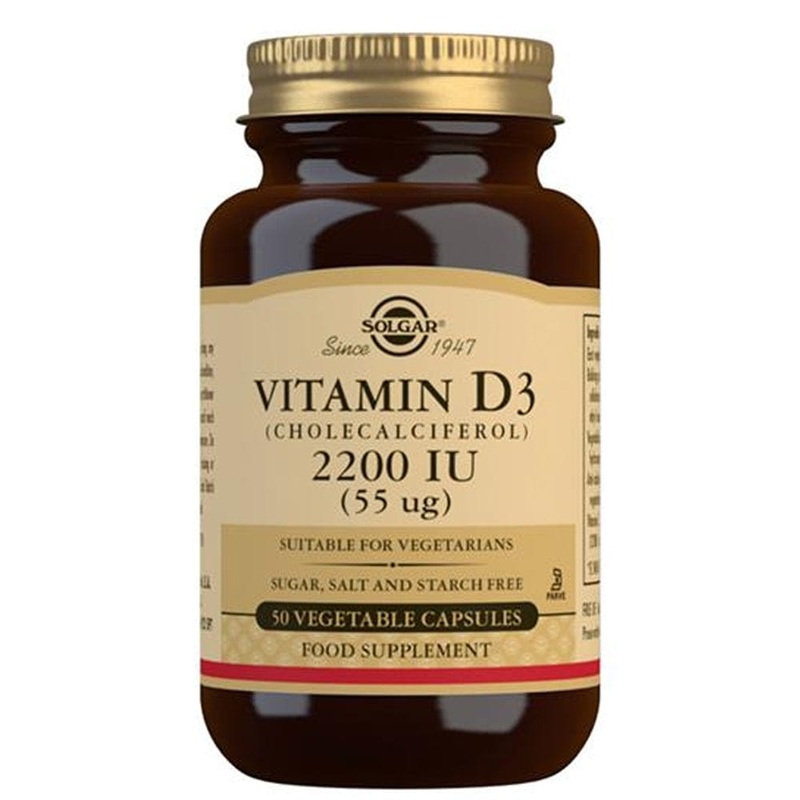 Solgar Vitamin D3 (Cholecalciferol) 2200 IU (55 g) 50 Vegetable Capsules