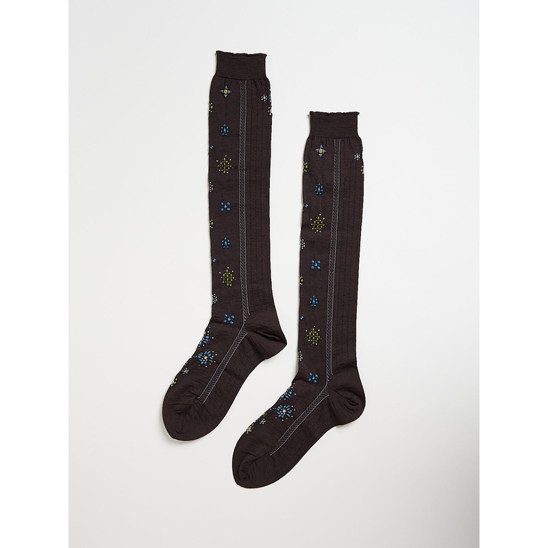 Like A Jewelry High Socks in Dark Brown