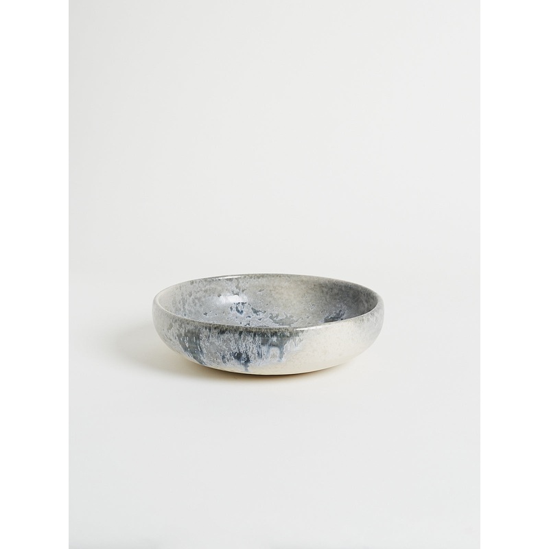 Medium Shallow Bowl Shape #8 in White and Soft Blue