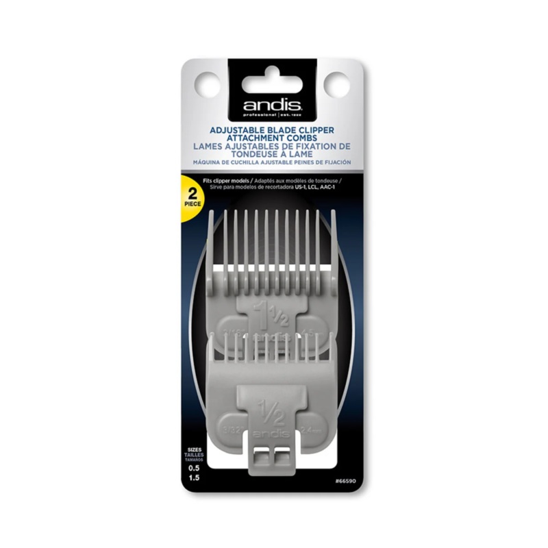 ANDIS ADJUSTABLE BLADE CLIPPER ATTACHMENT COMBS (2 PIECE #0.5 & 1.5)