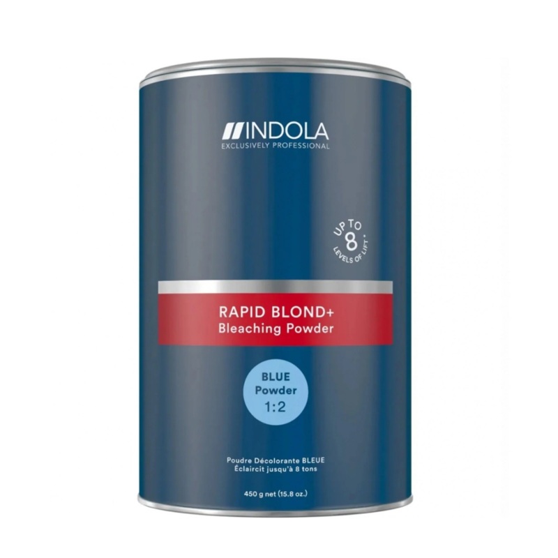 INDOLA RAPID BLOND+ BLUE BLEACHING POWDER DUST-REDUCED UP TO 8 LEVELS OF LIFT 450G
