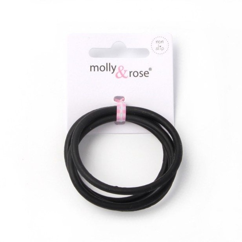 Molly & Rose Item 5883 Silicone elastic – Black – 3mm thick – Card of 4