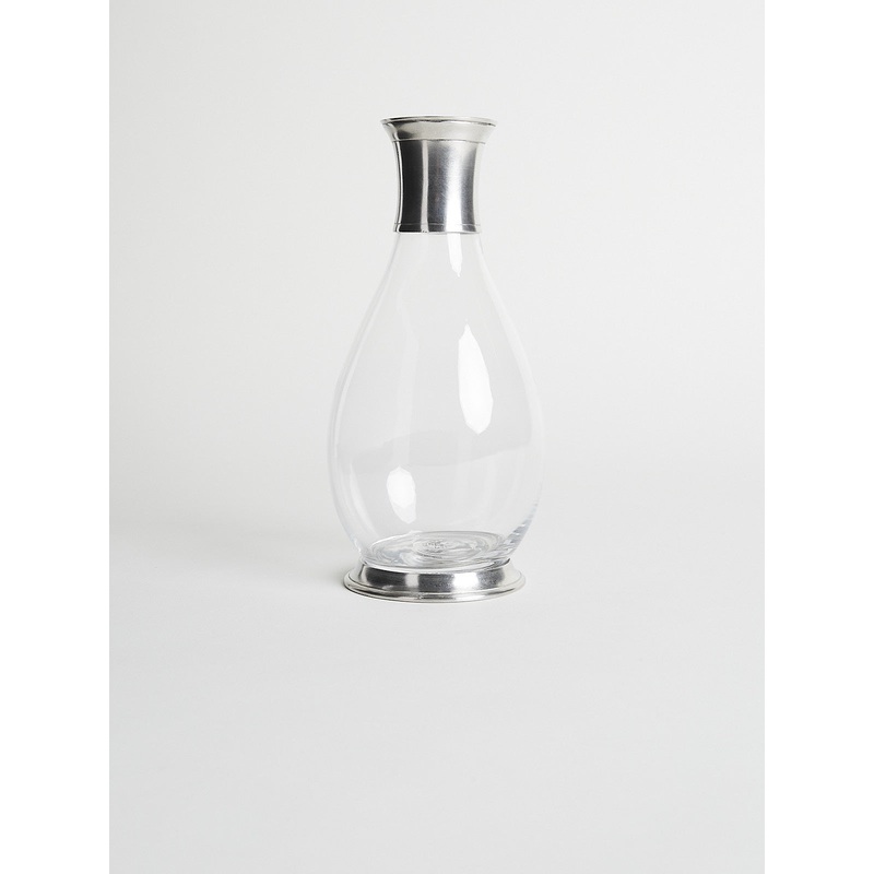 Velletri Tall Pewter & Glass Carafe with Collar