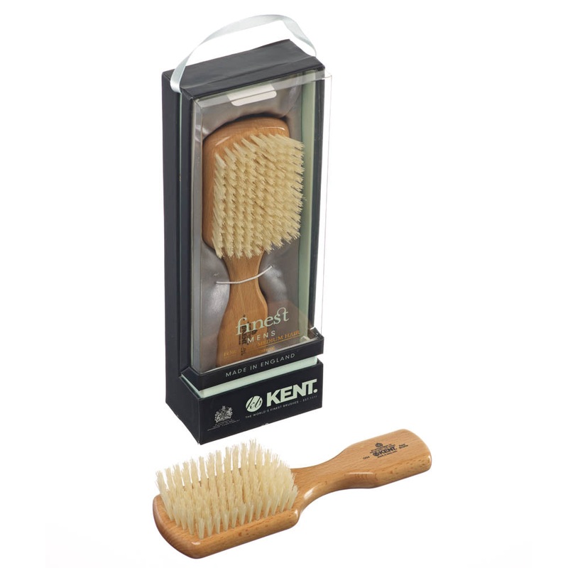 Kent MENS FINEST BEECHWOOD PURE WHITE BRISTLE RECTANGULAR CLUB BRUSH OG4