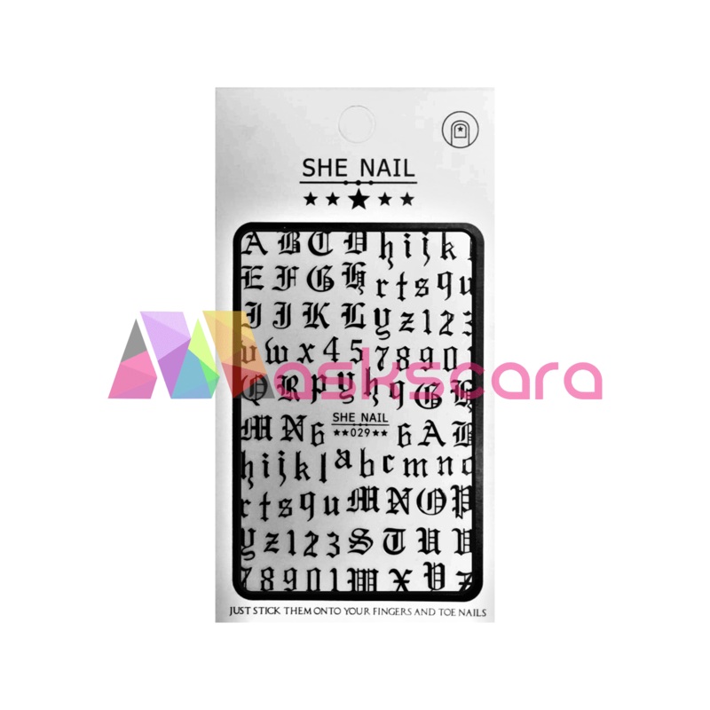Nail Art Sticker – Black Letters (SNS029B)