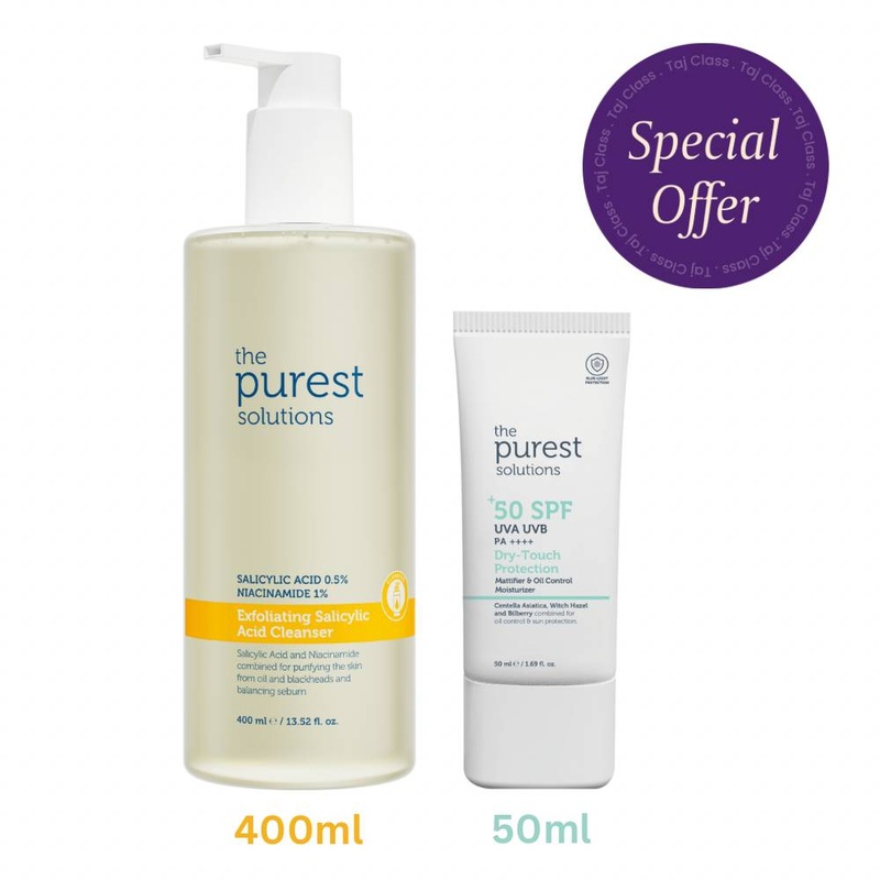 Salicylic Acid Cleanser 400ml & Dry Touch Sunscreen 50ml Offer – The Purest Solutions