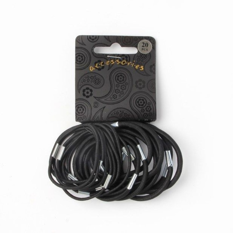 Molly & Rose Item HA268 Elastics – Black – Mixed Thickness – Card of 20