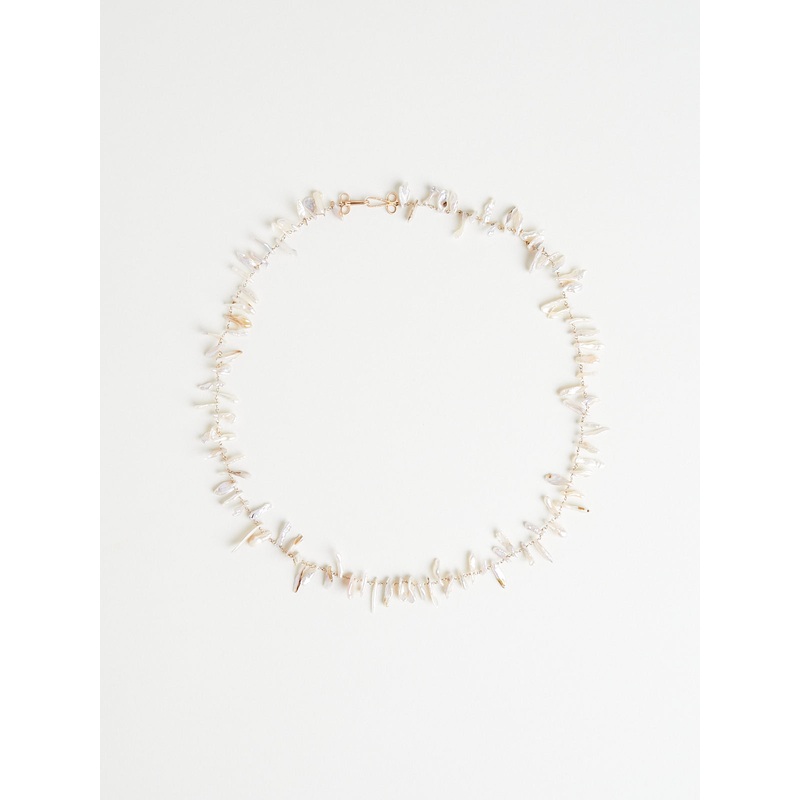 Rosary Gancino M Necklace in 18k Rose & White Gold with 41.42ct White Freshwater Pearl Chips