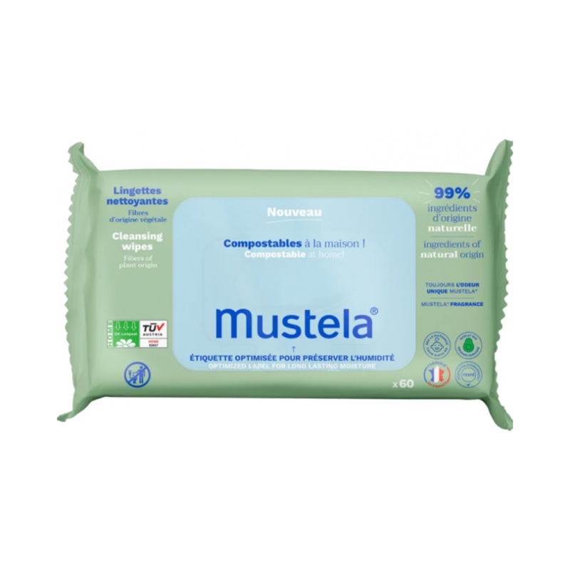 Mustela – Normal Skin Compostable Cleansing Wipes 60s