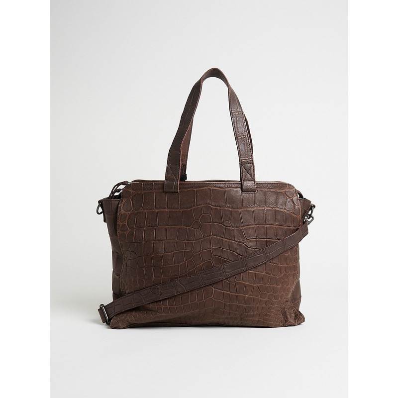Crocodile M Bag in Dark Brown