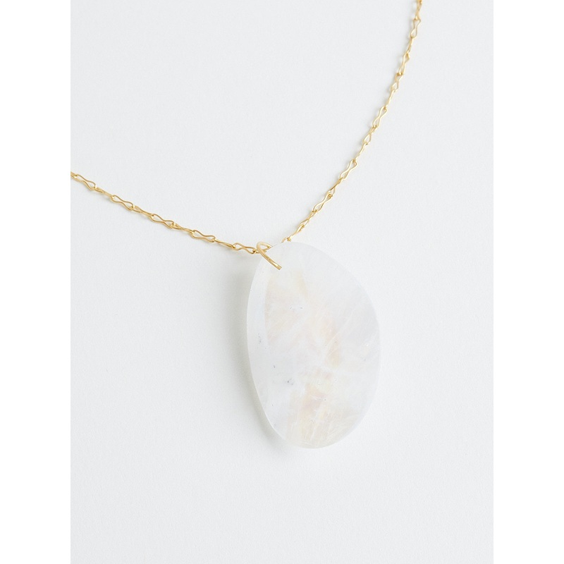 Koh-I-Noor Drill & Loop Pendant with Rainbow Moonstone on 18k Yellow Gold Chain