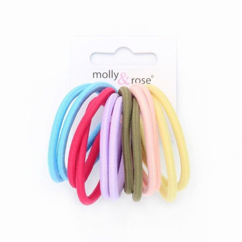 Molly & Rose Item 8090 Elastics – Pastels – 4mm thick – Card of 12