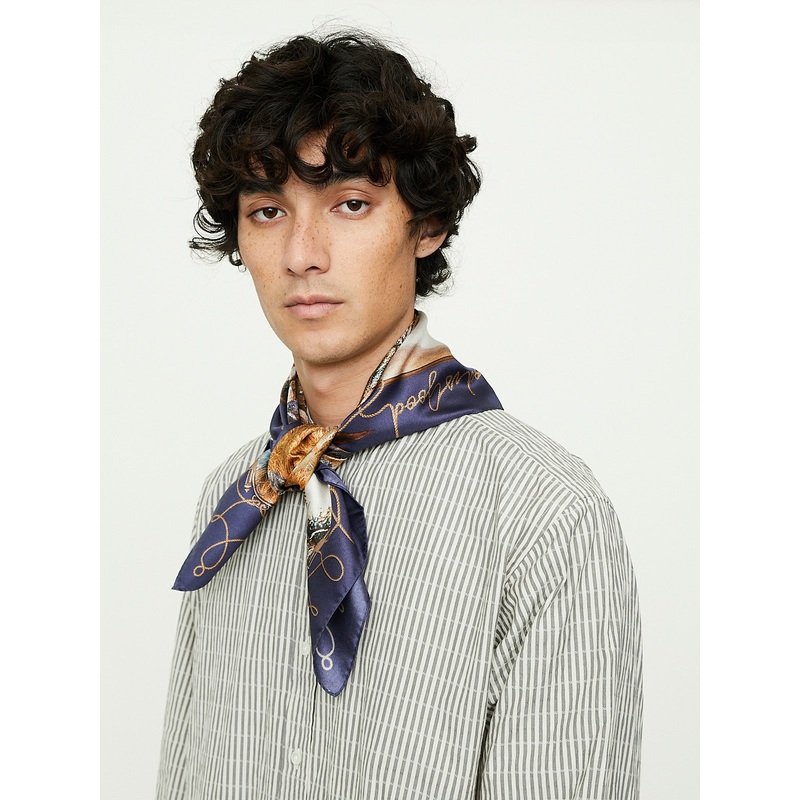 Harti Silk Scarf in Navy