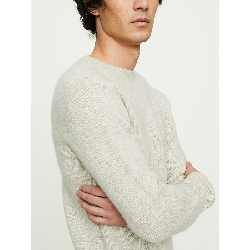 Men’s Cashmere Melange Knit P/O in Top Gray Beige