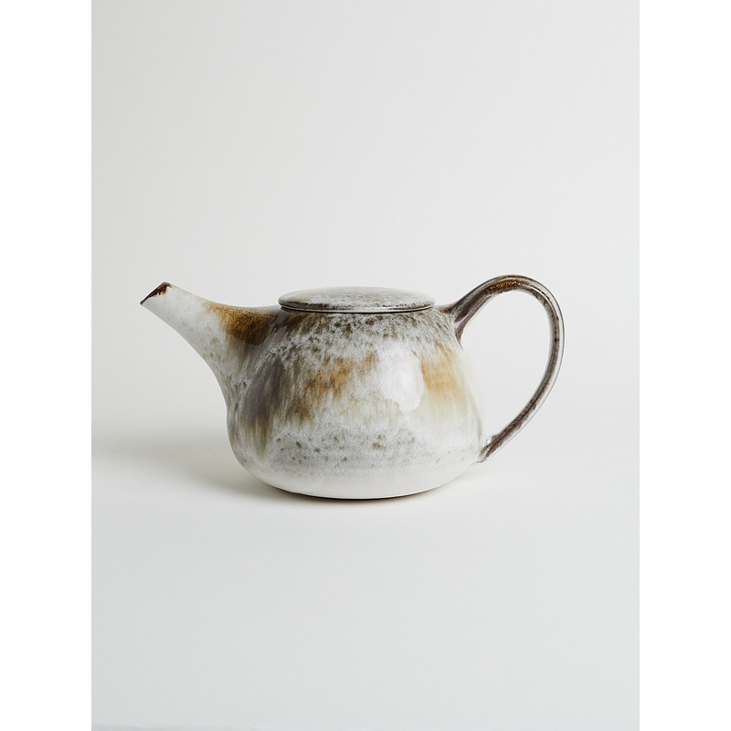 Teapot Shape #37 in White and Brown
